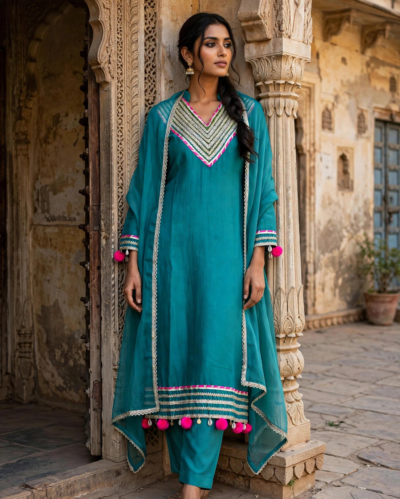 Pure Viscos  Mul Chandery Suit with Santoon Bottom